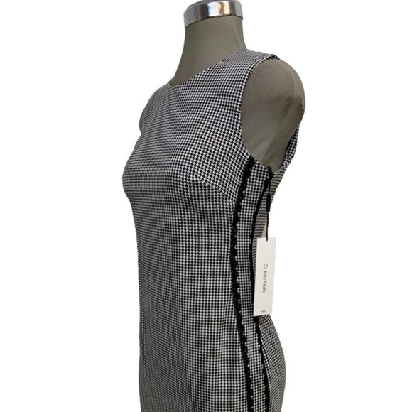 New Calvin Klein Elegant Houndstooth Timeless Sheath Dress - Picture 6 of 7